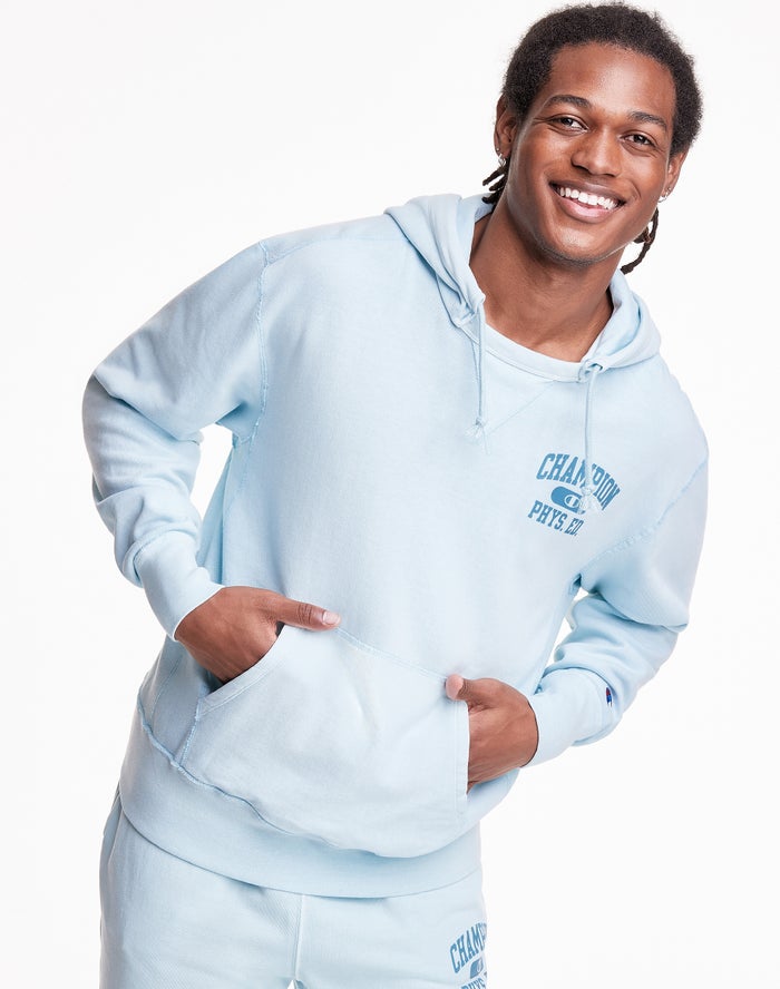 Champion Mens Hoodie NZ - Lightweight Fleece V-Notch Light Blue ( 5207-LIYXA )